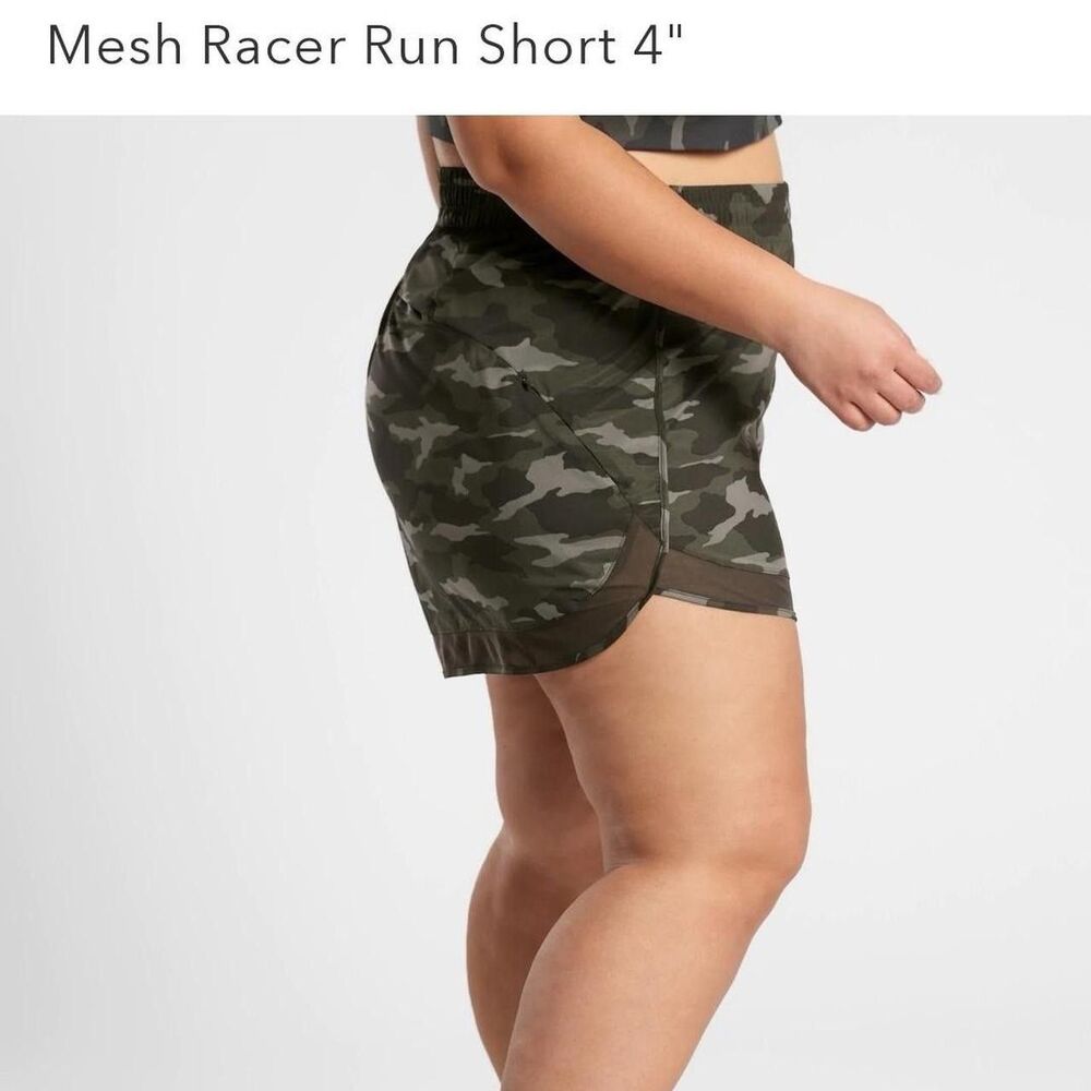 Athleta Womens Size 3X NWT Printed Mesh Racer Run Shorts 4" Camouflage Multi